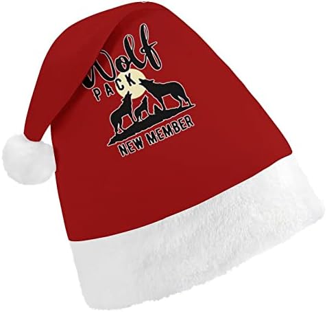 Коледна шапка на нов член на волчьей на опаковката, мек плюшен шапчица Дядо Коледа, забавна шапчица за коледно новогодишната