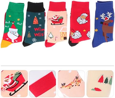 ABOOFAN, 5 чифта дизайнерски чорапи с коледни елементи, есен-зима, коледа, коледни чорапи за Коледа, за коледа домашен
