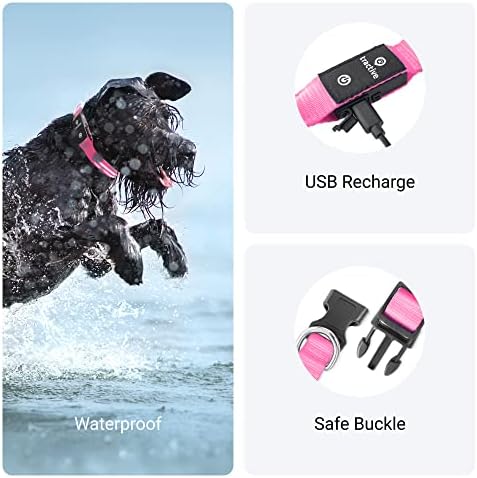 Нашийник за кучета с тяговой led подсветка - 3 режима на осветление за нощни разходки, Водоустойчива акумулаторна батерия
