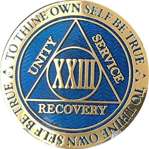 RecoveryChip 23-годишният рефлексология син позлатени чип с медальон на анонимни алкохолици