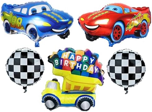 Vision Състезателни коли 26 Балони балони 5x БР за Парти по случай рожден Ден | Гелиевая Фолио Червени Сини Автомобили