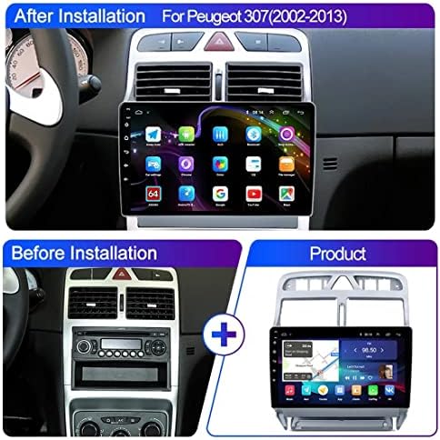 ARJERS Android 10,0 Автомобилна стерео система за Сателитна навигация, за Peugeot 307 2002-2013, GPS-навигация, 9-инчов Сензорен екран MP5, Мултимедиен плеър, Видеоприемник, с Wi-Fi Carplay FM DSP