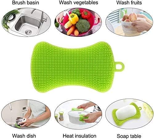 EVSOFMLF Силиконова гъба 9 Опаковки Гъба за съдове Силикон Скрубер Четка за миене на съдове Кухненски Гъби За почистване