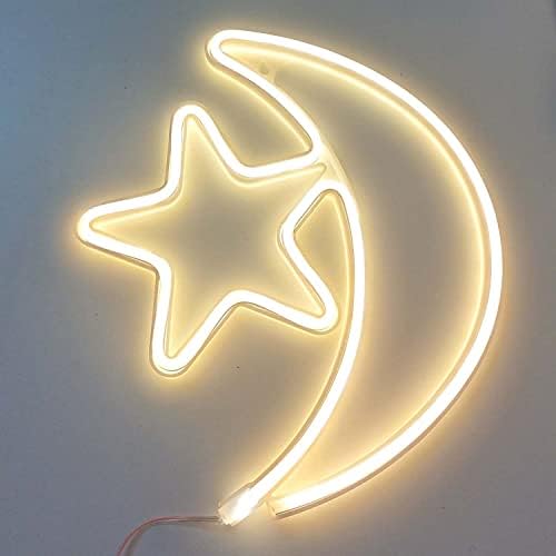 Led Неонова Реклама Луната Звезда Стенен Декор Художествена Знак Вечер Светлините На 12 Инча За Спални На Децата Детска