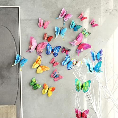 Стикери за стена с Пеперуди, 3D Декор на стената с Пеперуди, 24 бр., Цветни Стикери за Стена с Пеперуди, Стенописи за