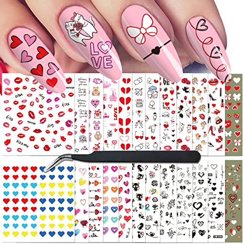 Стикери за нокти в Деня на Св. Валентин, за жени, Момичета, Деца, 24 на Лист, Стикери за Дизайн на ноктите, Устни във