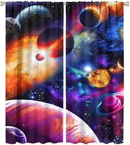 Затемняющие завеси на тема Галактиката - Детски Космически Сини, Розови Завеси с Принтом на Вселената, в космоса, Звездна